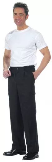 Kochhose schwarz Unisex mit Schenkeltaschen Gr.25-28