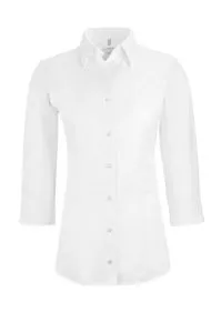 Damenbluse 3/4 Arm, weiss Gr. 32-54 BASIC regular fit