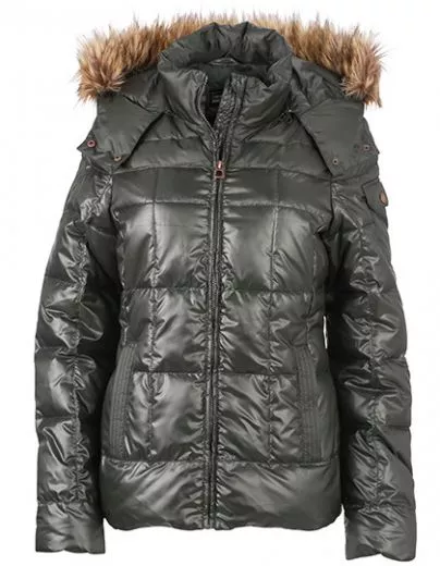 Damen Winterjacke mit Kapuze aus Webpelz