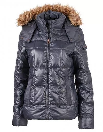 Damen Winterjacke mit Kapuze aus Webpelz
