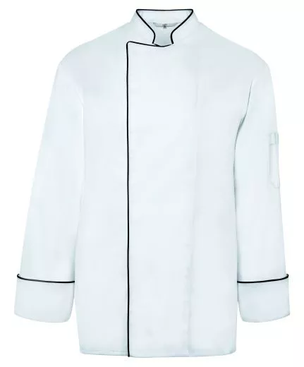 Kochjacke, Bckerjacke mit Paspelierung wei/schwarz, regular fit