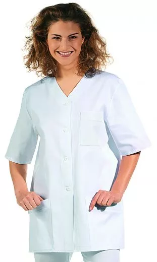 Kasack weiss 100% Baumwoll-Feinkper L08/448
