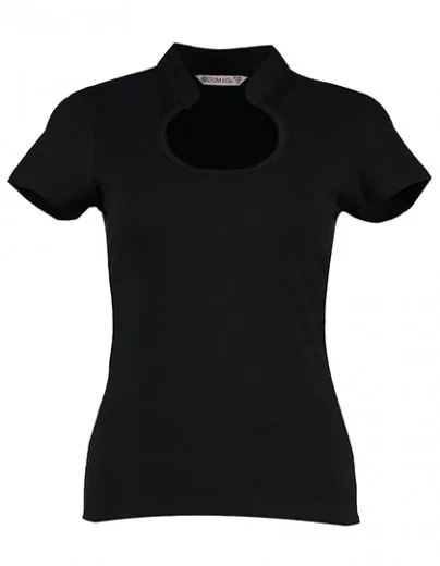 Shirt mit Asiakragen Keyhole Ausschnitt