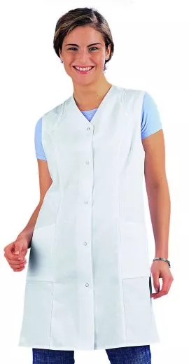 Kasack langer Schnitt ohne Arm weiss 65% Poly./35% Bw