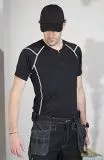 T-Shirt schwarz mit Kontraststreifen, Gr.S-3XL