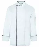 Kochjacke, B�ckerjacke mit Paspelierung wei�/schwarz, regular fit