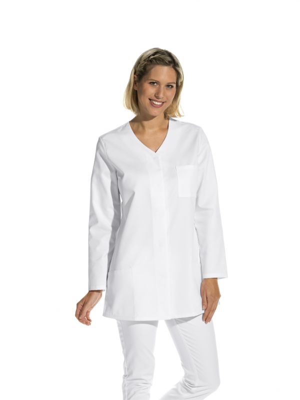 Hosenkasack Ohne Ärmel – Weiß, Größe 50, Mit Druckknöpfen, 2 Seitentaschen, 65% Polyester, 35% Baumwolle, Waschbar Bis 60°C