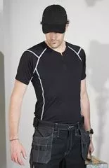 T-Shirt schwarz mit Kontraststreifen, Gr.S-3XL