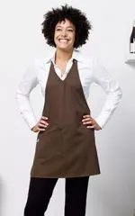 farbige Latzschrze mit V-Ausschnitt waschbar bis 85Grad