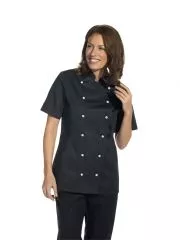 Damen Kochjacke, schwarz, 1/2 Arm, taillierte Form, 08/2519