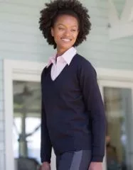 Damenpullover V-Ausschnitt, Gr.XXS-4XL, schwarz oder dunkelblau