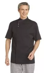 Kochjacke 1/2 Arm mit Kontraststeppung schwarz