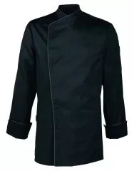 Kochjacke, Bckerjacke 1/2 Arm schwarz mit Paspel in denimoptik