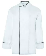 Kochjacke, Bckerjacke mit Paspelierung wei/schwarz, regular fit