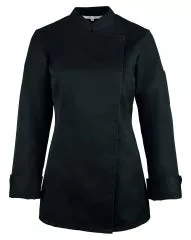 Damen-Kochjacke mit verdeckten Druckknpfen schwarz oder weis