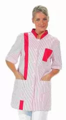 Kasack weiss/farbig gestreift 1/2 Arm LK 08/634 65 % Polyeste